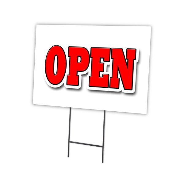 Open Yard Sign & Stake outdoor plastic coroplast window, C-1216 Open